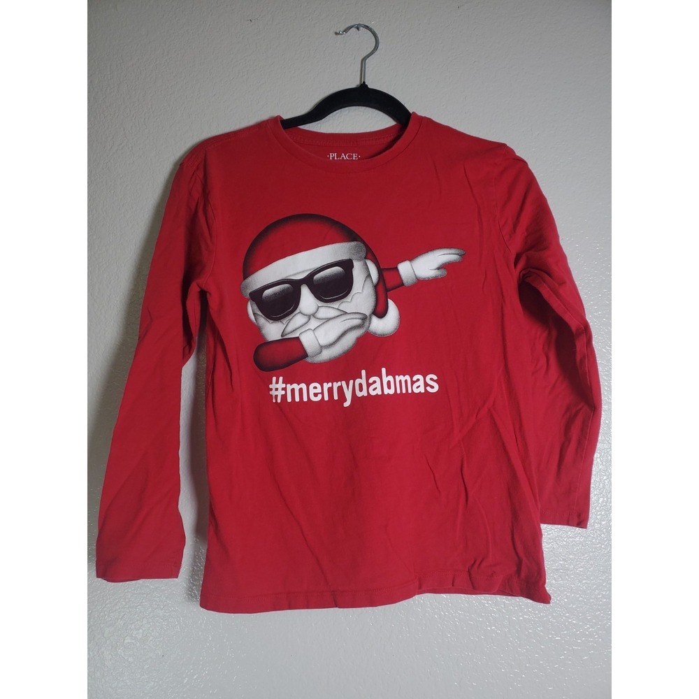 The Children's Place Red Long Sleeve #MerryDabMas-Boys Size Large 10/12